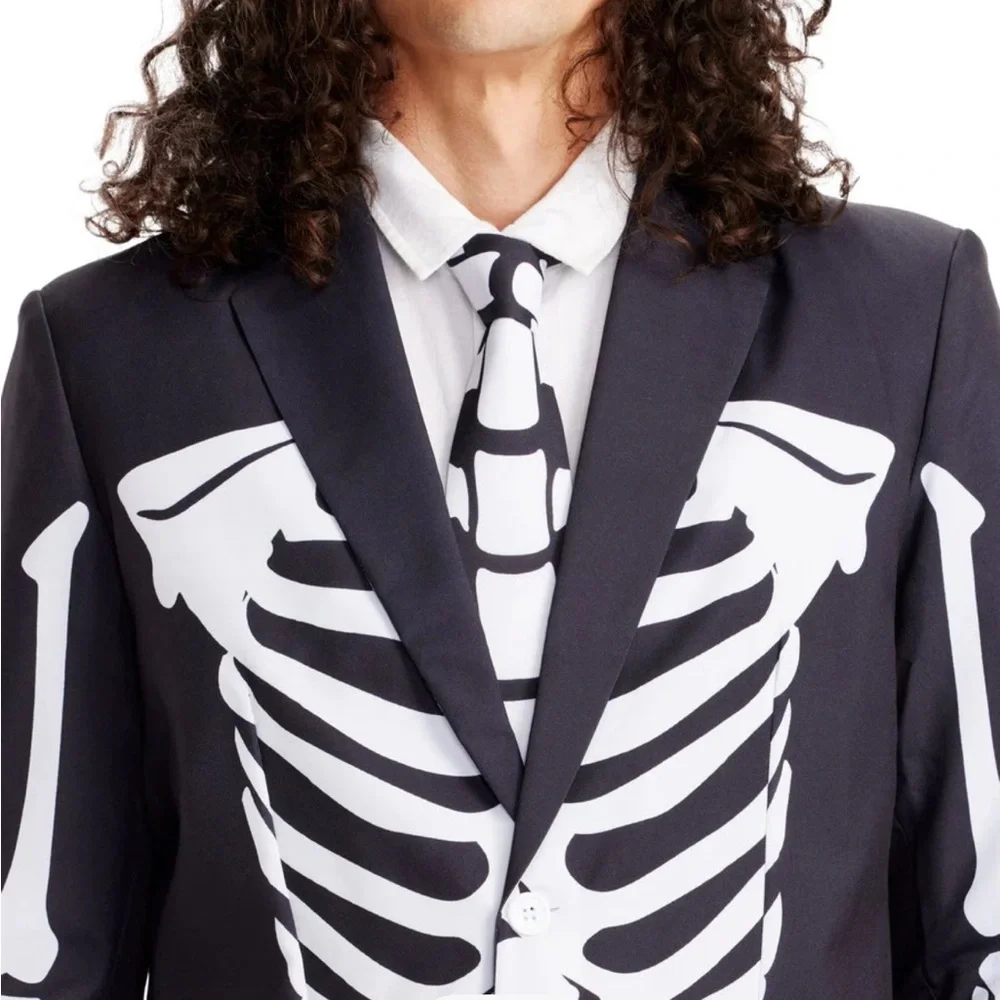 Tipsy Elves Men’s Skeleton Costume Blazer and Tie size 46” XXL NEW with tags